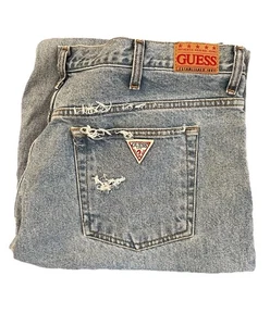 Guess Jeans Denim Blue Distress Classic Fit 40x34 Straight AST001 Vintage Y2K - Picture 1 of 7