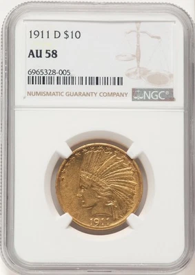 1911-D $10 Brown Label Indian Eagle NGC AU58 - Image 1 of 2