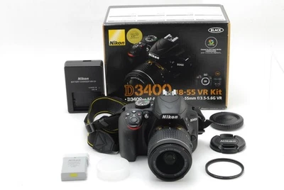 [N MINT] Nikon D3400 24.2MP DSLR Camera 18-55mm f/3.5-5.6 Lens Black From JAPAN - Image 1 of 4