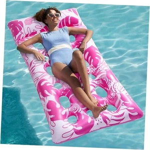 Inflatable Pool Floats Adults - Large Pool Float Tanning Raft with Pink - Picture 1 of 8
