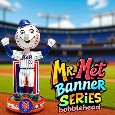 MR. MET New York Mets "Banner Series" Citi Field Exclusive MLB Mascot Bobblehead - Image 1 of 4