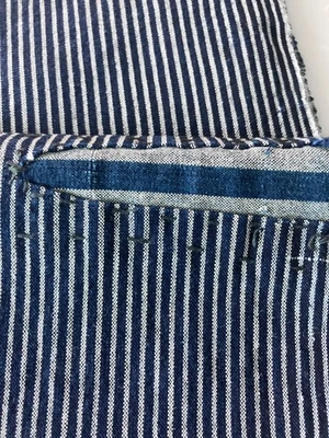 Antique Japanese Indigo Boro Fabric 55 x 14 inches  • Vintage Textile • Fabulous - Image 1 of 4