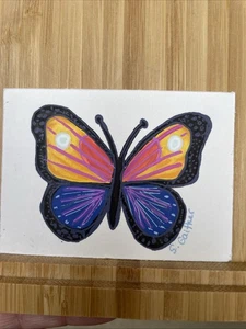 aceo pintura original, mariposa, acrílico, 2,5” x 3,5”, miniatura - Imagen 1 de 3
