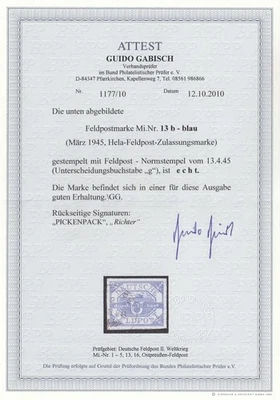 Feldpost MiNr. 13b, gestempelt - Bild 1 von 2