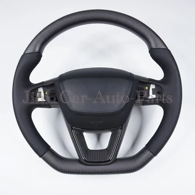 Volante napa cuero + fibra de carbono mate para Seat Leon Cupra mk3 Foto 1 de 4