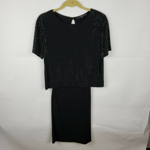 Abito nero Gucci (tessuto elasticizzato) con pullover nero borchie set di 2 pezzi.