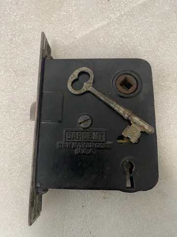 Antique Sargent New Heaven Connecticut Door Lock w/ Key Cover