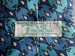 Emilio Pucci Silk Tie Blue Graphic Pattern Vintage 60's 70's Made Italy - Picture 1 of 9