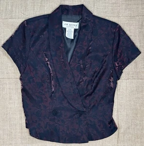 Vintage Iridescent Red Black Floral Short Sleeve Blazer 8 Whimsigoth Goth Core - Picture 1 of 5
