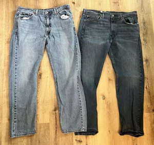 2 Pair Levi 505 Jeans Mens 38x32 Levis Medium Blue Regular Pants Zip StraightLeg - Picture 1 of 13