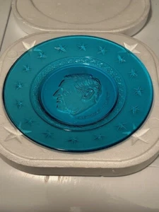 Wheaton Blue Glass President Plate Woodrow Wilson Presidential Series 8" VTG - Picture 1 of 3
