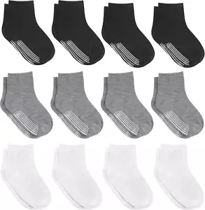 12 Pairs Non-Slip Toddler Socks with Grips for Baby Boys and Girls-Anti-Slip Cre - Picture 1 of 8