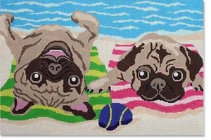 Needlepoint Hand Painted CBK Pug Life 14 x 10 - Picture 1 of 1