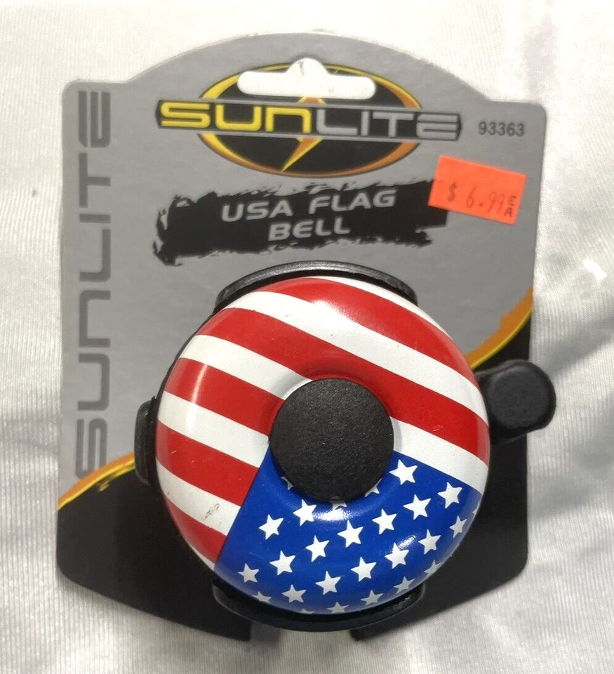 SUNLITE 53mm Alloy Ringer Lever USA Flag Bike Bell - Image 1 of 3