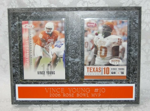 Vince Young Rose Bowl 2006 MVP Plaque with 2 Trading Cards Cover