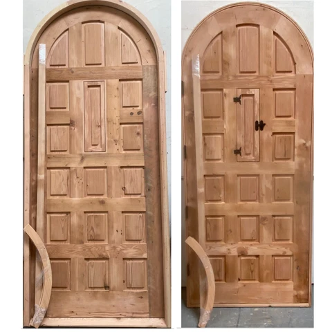 Rustic reclaimed lumber arched top door solid wood story book winery pre hung Cover