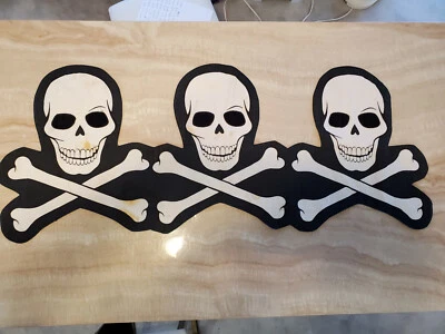 Skull and Crossbones Triple 3 Patch 13.5” x 34” Vintage Tabler Runner Steampunk - Image 1 of 4