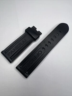 Correa de reloj de goma negra genuina Officine Panerai 24 mm x 22 mm - 8" de largo Foto 1 de 4