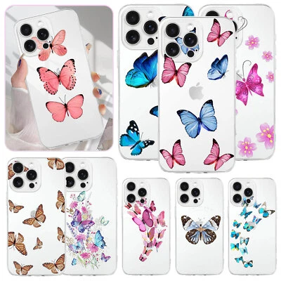 Funda Silicona para Teléfono iPhone Air 16 15 14 13 17 Pro Max Diseño Mariposa Funda Foto 1 de 4
