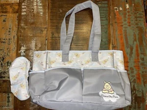 NWOT Disney Winnie The Pooh 3-Piece Print Character Diaper Bag Set - gray/blue. - Picture 1 of 5