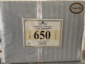 650 Thread Count Cotton Blend  Luxury Twin XL Damask Stripe Bed Sheet Set - Picture 1 of 3