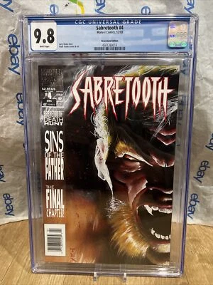 CGC 9.8 Diente de Sable Serie Limitada 4 X-Men Páginas Blancas Cómic Nuevo Losa Quiosco Foto 1 de 2