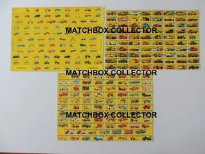 3 X Matchbox Lesney Poster repro Type D-F-G  Series models 1-75+ - Picture 1 of 4