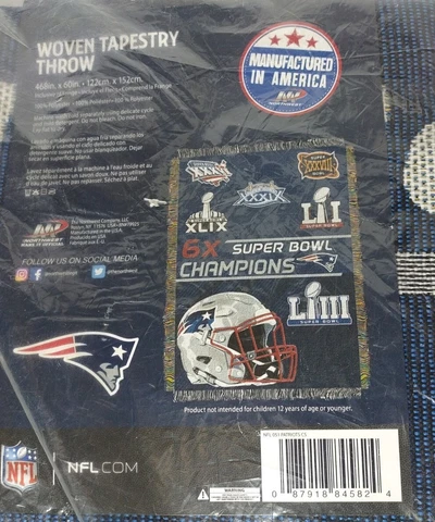 New England Patriots Commemorative 48"x 60" Woven Tapestry Blanket Cover