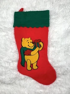 Vintage Disney Winnie the Pooh with Present Felt Christmas Santa Stocking 16” - Picture 1 of 6