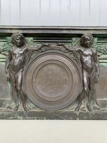 Exceptional Antique Architectural Bronze Wall Plaque Sign - Paladini ca 1880 Cover