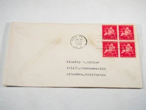 1948 5 cent block air mail New York Five Boroughs first day cover Scott USA C38 - Picture 1 of 4