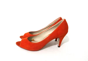 novo Size 9 Womens Orange Peep Toe Pump Heels Shoes - Picture 1 of 6