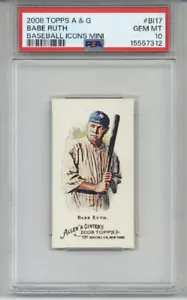2008 TOPPS ALLEN & GINTER BASEBALL ICONS MINI BABE RUTH YANKEES PSA 10 LOW POP - Bild 1 von 2