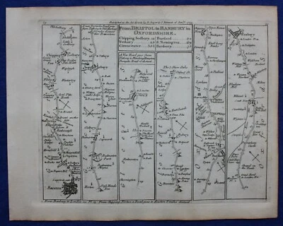 BRISTOL, TETBURY, GLOUCESTERSHIRE, BANBURY, Pl 59 mapa de ruta antiguo Jefferys 1775 Foto 1 de 3