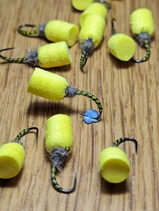 Fly Fishing,trout flies(10,S Yellow Owl Suspended Buzzer)👉X 12 Barbless👈🆕🎆 - Picture 1 of 2