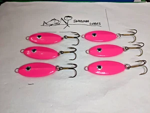 6 - 1 3/8 oz  JIG JIGGING CASTING LEAD SLAB FISHING SPOON LURES Pink - Picture 1 of 7