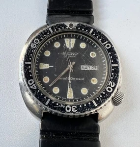 SEIKO 6309-7040 Automatic Watch Vintage Mens Black Dial 17 Jewels To Restore - Picture 1 of 11