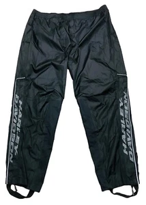 Harley Davidson Rain Pants Men’s XXL Black Waterproof Adjustable Ankle - Foto 1 di 12
