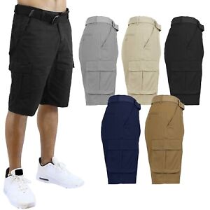 Men's Cotton Flex Stretch Cargo Shorts With Belt Lounge Summer Colors 30-42