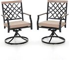 Set Of 2 Outdoor Patio Swivel Metal Chair With Cushion Rocker Chairs 350lbs Deck