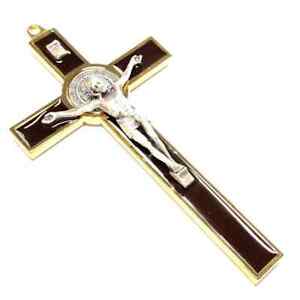 Brown 5" St. Benedict Cross Crucifix -Exorcism -Saint -Blessed -San Benito