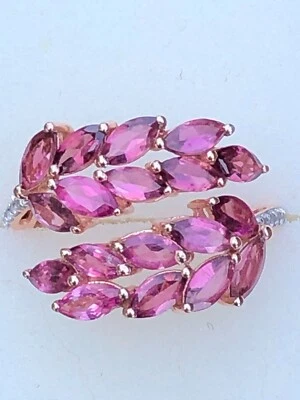 Anillo Gem Treasures 3.43ct Rosa Turmalina/Blanco Circón Mujer Talla 9 Rosa Vermeil Foto 1 de 4