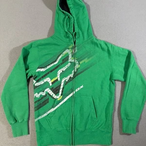 Vintage Fox Racing Green Full Zip Hoodie Sweatshirt Activewear Mens Size Medium - Picture 1 of 7