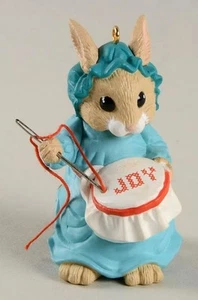 Vintage Hallmark Christmas Ornament Stitches Of Joy 1990 Rabbit Sewing - Picture 1 of 4
