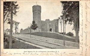 Postal Amsterdam NY State Armory Co 2d Regimiento 1906 a122 - Imagen 1 de 2