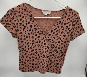 Pink Rose Damen Crop Top Braun Leoprint Gr. Small - Bild 1 von 3