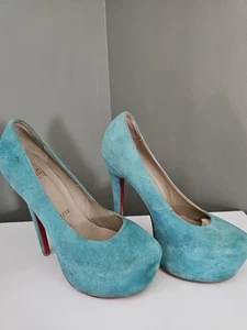 Christian Louboutin Türkis Wildleder Narzisse Plateau Pumps Größe 38 - Bild 1 von 8