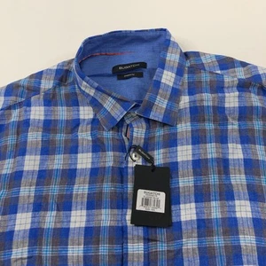 Bugatchi Shaped Fit 2XL NEW Mens Button Front Short Sleeve Casual Plaid Shirt - Picture 1 of 8