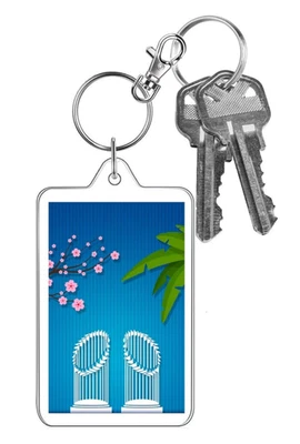 LA Dodgers 2025 World Series Trophy Blue MLB Baseball 2 Side Lg Photo Keychain - Image 1 of 4