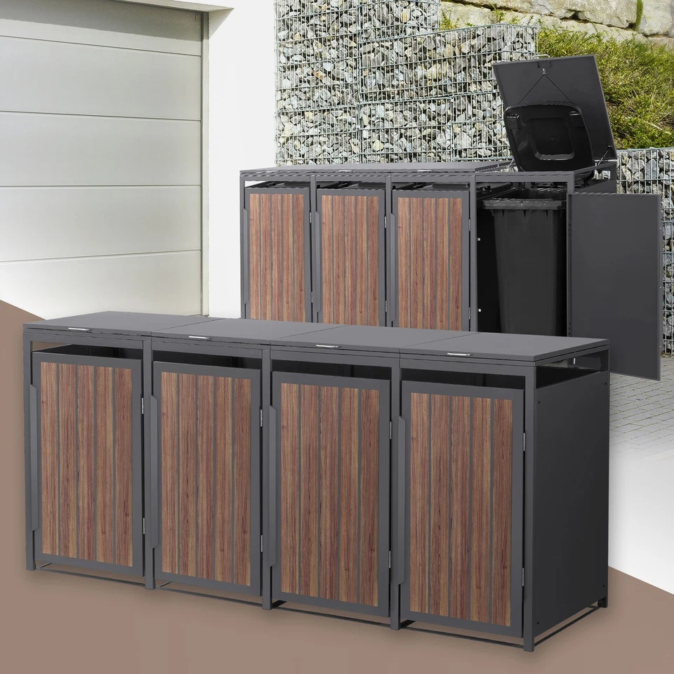 BESTPRICEPARTS 1/2/3/4er Mülltonnenbox Mülltonnenverkleidung Aufbewahrungsbox Mülltonnenhaus